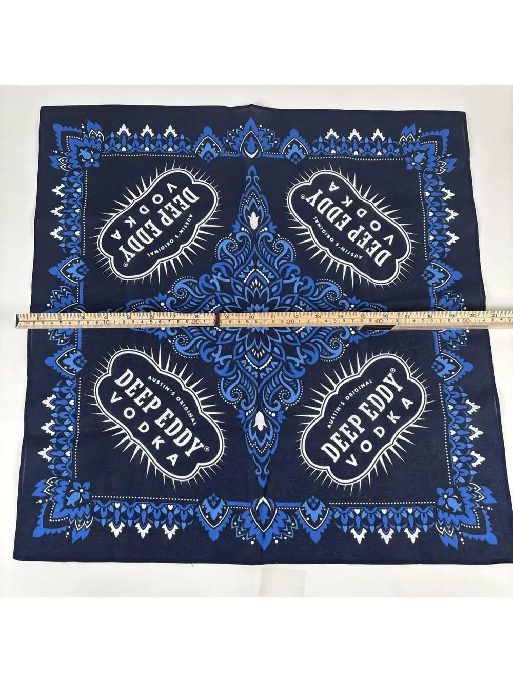 Deep Eddy Vodka Bandana Mask Scarf Blue & White 21” X 21” Austin Tx
